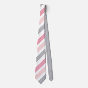 Gravata Elegância Clássica Listra Rosa Pastel Suave Cinza