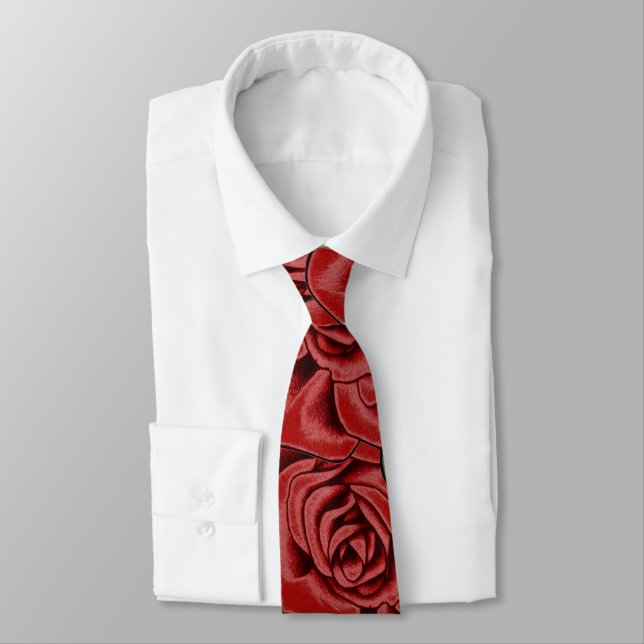 Gravata Elegância da Rosa Vermelha (Amarrado)