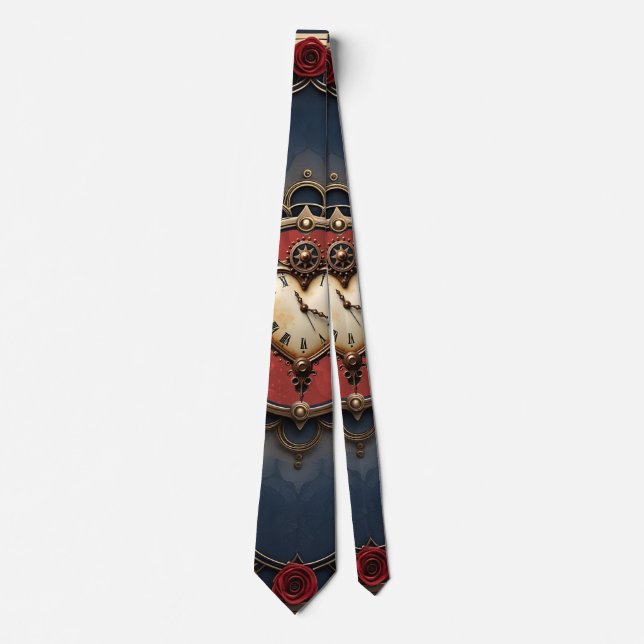 Gravata Elegância Eterna – Coração de Relógio (Frente)