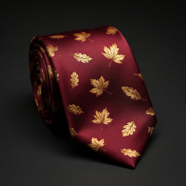 Gravata Elegância Folha de Ouro Borgonha (Criador carregado)