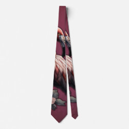 Gravata elegância tropical, o flamingo na luz.