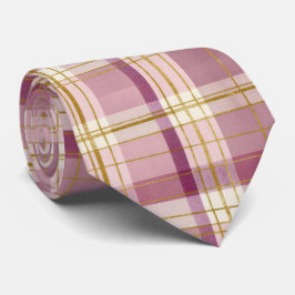 Gravata Elegant and classic Pink Plaid Gingham Pattern