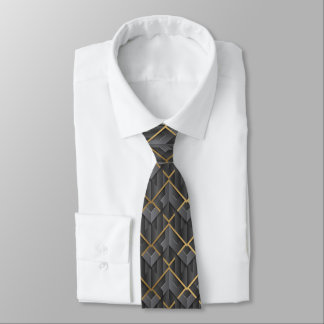 Gravata Elegant Black And Gold Modern Neck Tie