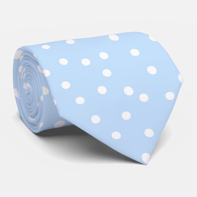 Gravata Elegant Blue White Dots Pattern Groom Gift   (Rolled)