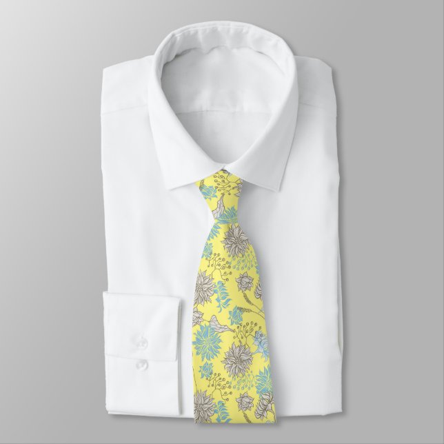 Gravata Elegant  Chic Wildflower Yellow Neck Tie (Amarrado)