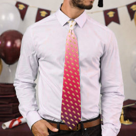 Gravata Elegant Graduation Tie Gold Mortarboard Pattern