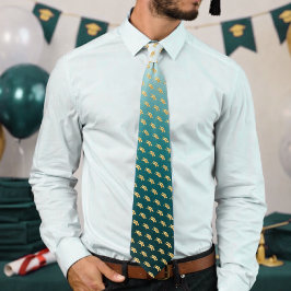 Gravata Elegant Graduation Tie Gold Mortarboard Pattern
