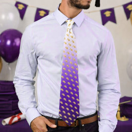 Gravata Elegant Graduation Tie Gold Mortarboard Pattern