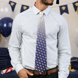 Gravata Elegant Graduation Tie Gold Mortarboard Pattern