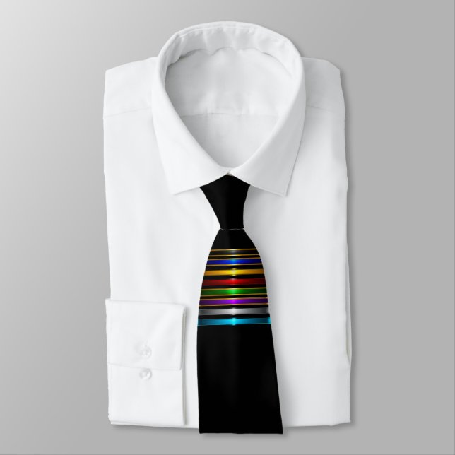 Gravata Elegant Metallic Gradient Stripes Design (Amarrado)