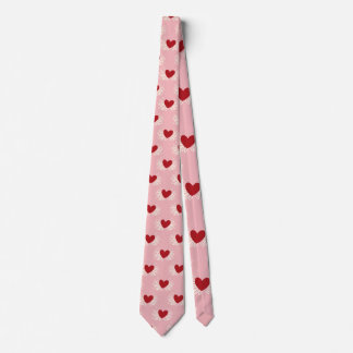 Gravata Elegant Modern Pink and White Doodle Heart Pattern