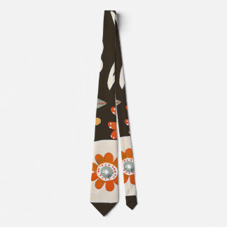 Gravata Elegant Orange Flower Pattern Tie