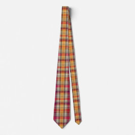 Gravata Elegant Pink and Yellow Plaid Gingham Pattern