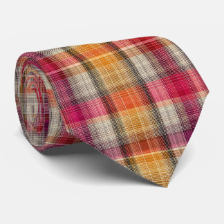 Gravata Elegant Pink and Yellow Plaid Gingham Pattern