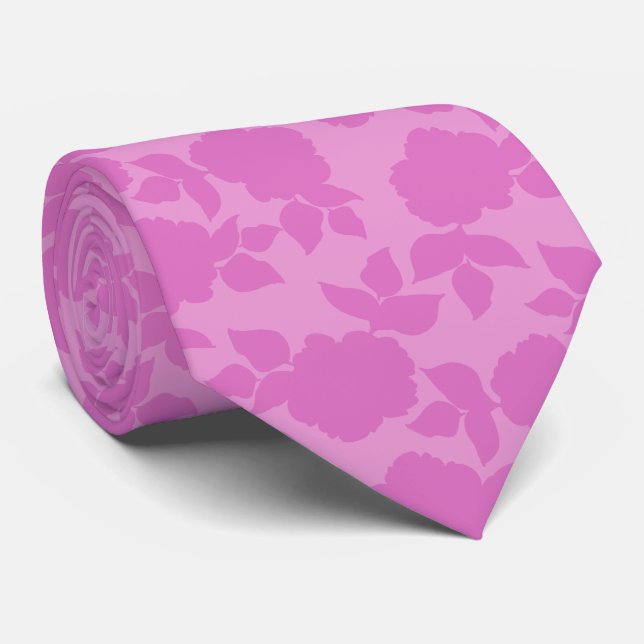 Gravata Elegant Pink Flower Groom Gift   (Rolled)