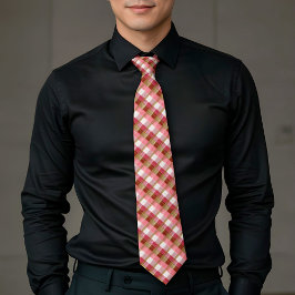 Gravata Elegant Plaid Gold Red Luxe Aesthetics Necktie