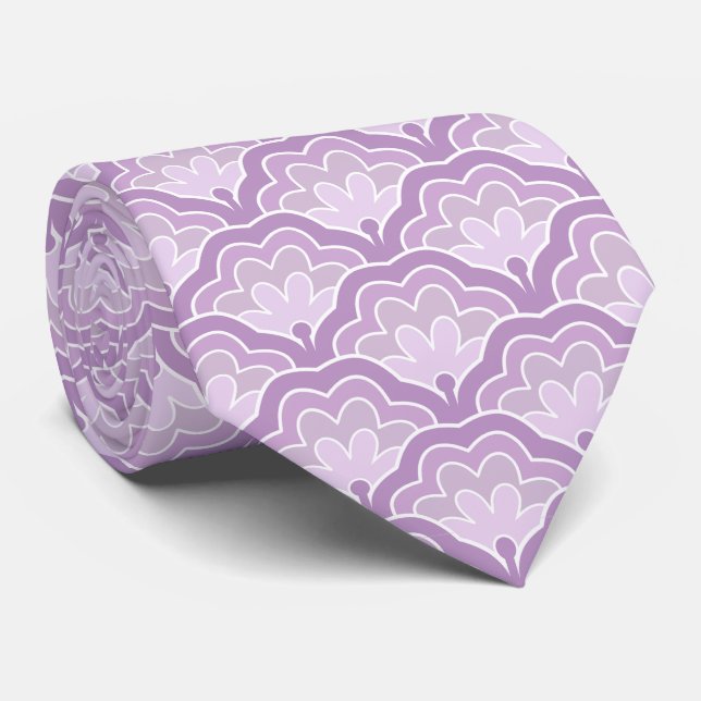 Gravata Elegant Purple Floral Pattern Nature Inspired Idea (Rolled)