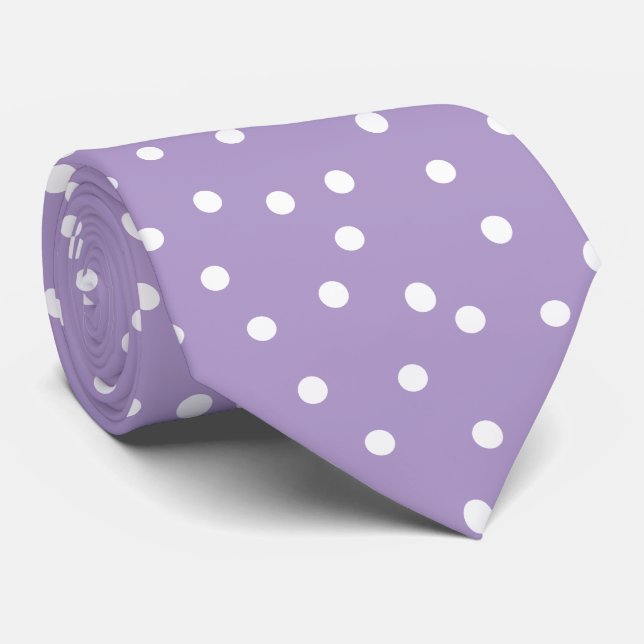 Gravata Elegant Purple White Dots Pattern Groom Gift   (Rolled)