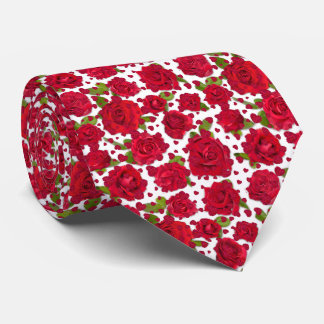 Gravata Elegant Red And Dark Pink Floral Roses Pattern