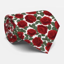 Gravata Elegant Red Rose Seamless Floral Pattern