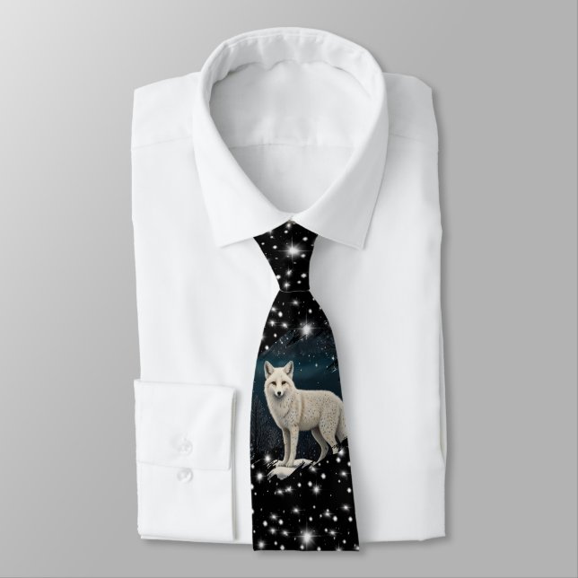 Gravata Elegant retro white winter fox (Amarrado)