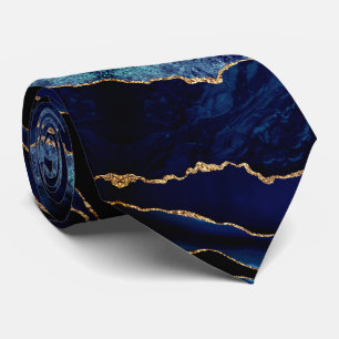 Gravata Elegante Agato do Pescoço Marinho mármore azul Dou