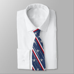 Gravata Elegante Azul Marinho Estrelas Patrióticas de 4 de