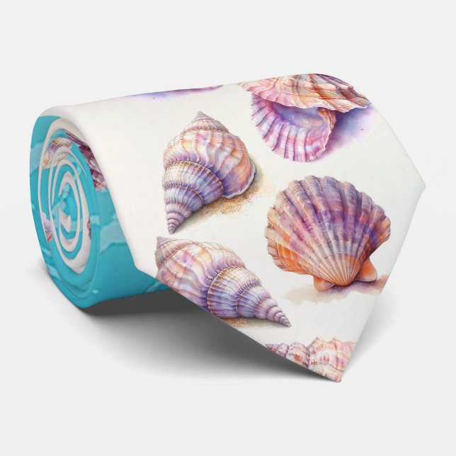 Gravata Elegante Beach Wedding Seashells Pearls Náutico (Rolled)