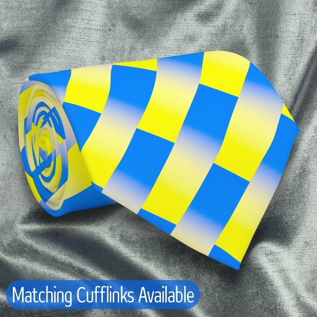Gravata Elegante Blue e Amarelo Ucrânia inspiraram paz (There are 4 Pairs of Matching Cufflinks. Please Check Out "Other products from this collection.")