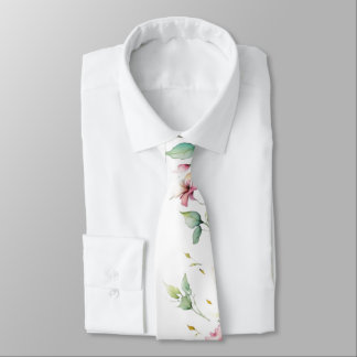 Gravata Elegante Boho Watercolor Flores selvagens verde