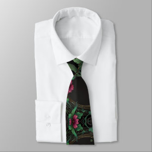 Gravata Elegante botânica vitoriana sombria verde escuro d