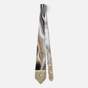 Gravata Elegante brilho dourado mármore branco preto brilh