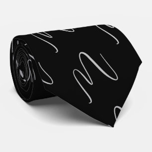 Gravata Elegante Caligrafia Preta