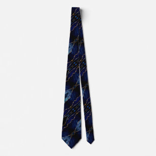 Gravata Elegante com Ágata Azul Marinho Mármore Do
