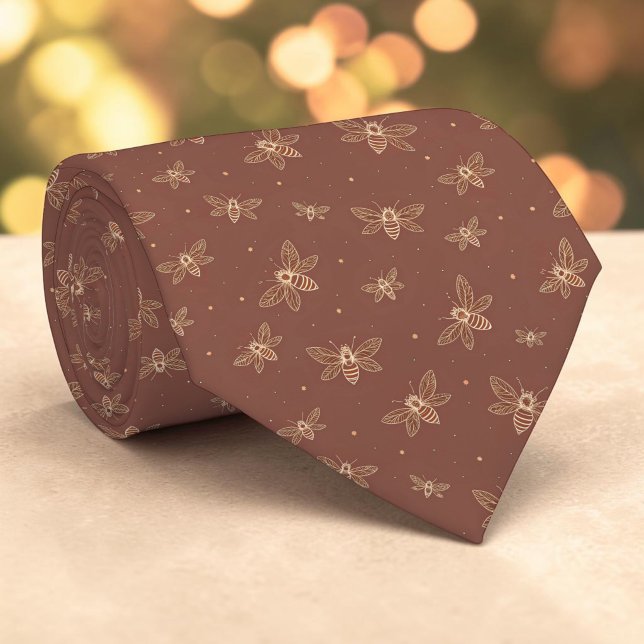 Gravata Elegante com Padrão de Abelha Personalizad (Criador carregado)