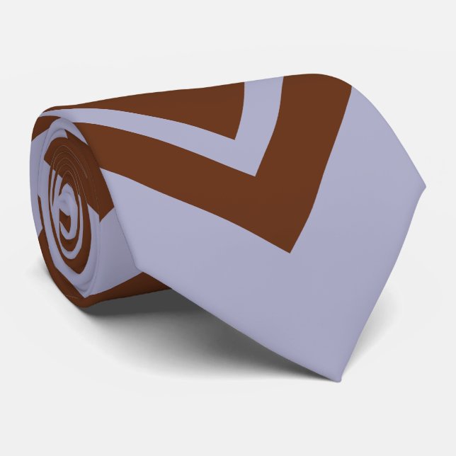 Gravata elegante com padrão de chevron marrom e az (Rolled)