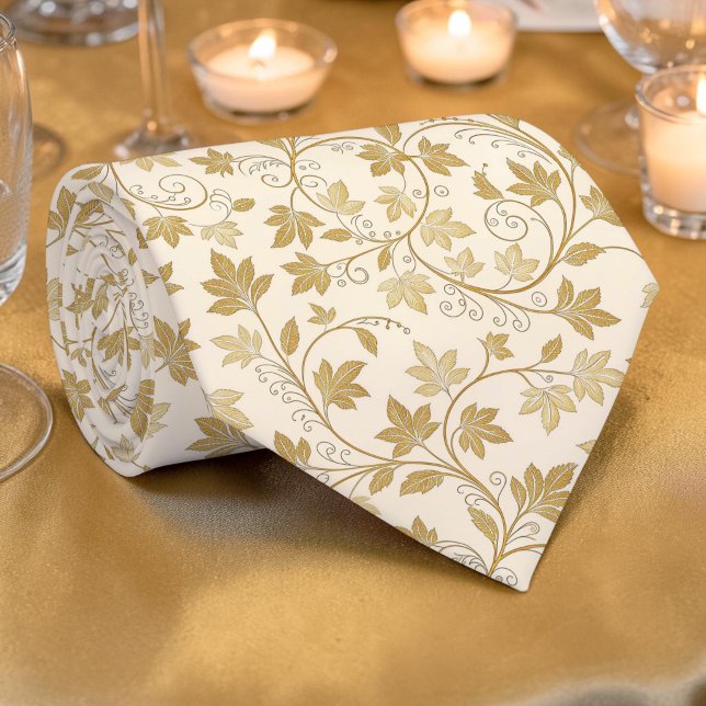Gravata Elegante com Padrão Dourado Personalizada (Criador carregado)