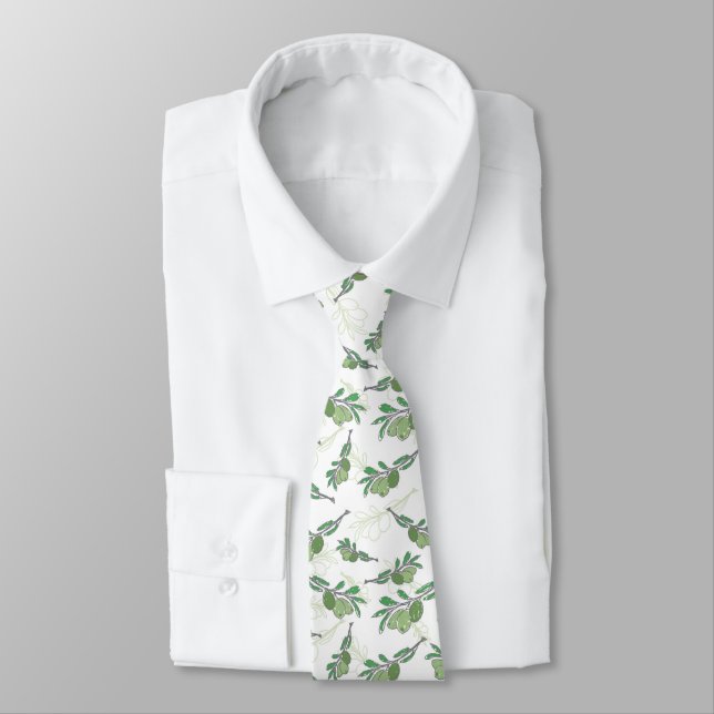 Gravata Elegante com Ramo de Oliveira – Natureza D (Amarrado)