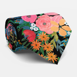 Gravata Elegante Cor de água rosa Design floral Buquê