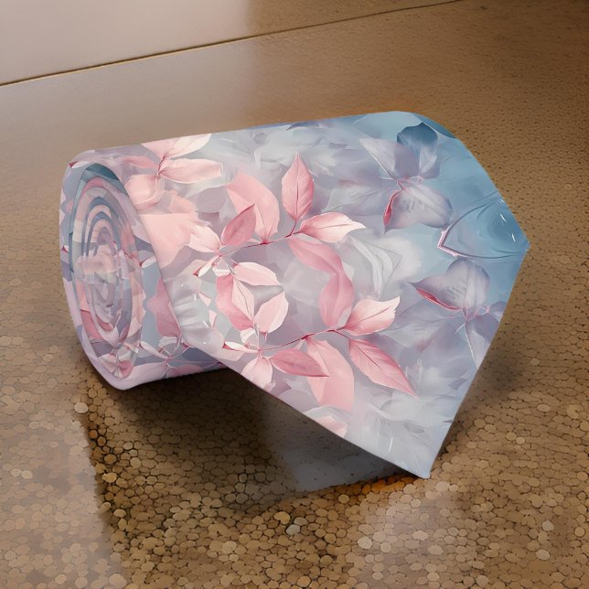 Gravata Elegante de Cinza Rosa Floral (Criador carregado)