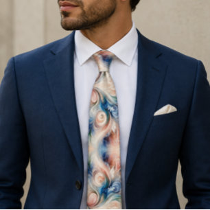 Gravata Elegante de Fantasia Floral em Aquarela