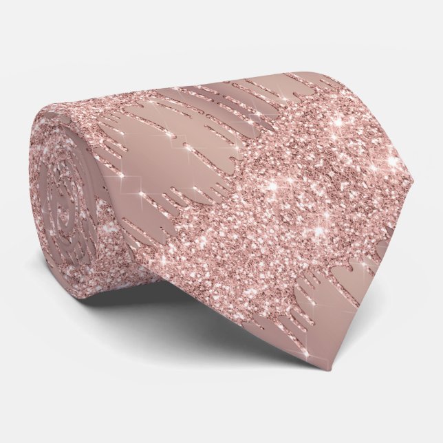 Gravata Elegante em Dourado Rosa (Rolled)