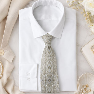 Gravata elegante feminino chic cinza creme bege branco flo