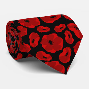 Gravata elegante flor de papoula personalizável