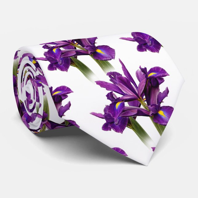Gravata Elegante Floral Dutch Iris Purple Sensação (Rolled)