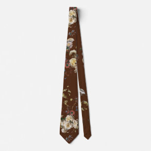 Gravata Elegante Floral Escuro Vintage Mal-humorado