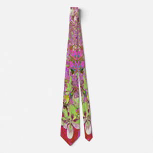 Gravata Elegante Hortênsia Verde Chartreuse, Rosa e Azul