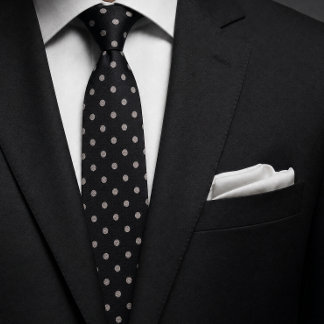 Gravata Elegante Jacquard Sem Costura de Bolinhas Preto e