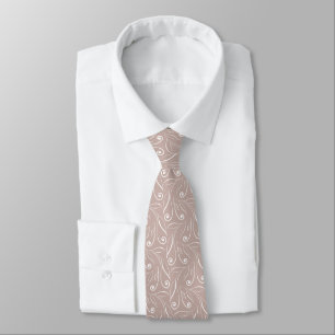 Gravata Elegante Macia Vintage Rosa Botânica