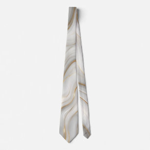 Gravata Elegante Mármore Rodado Cinza Branco e Dourado Lux